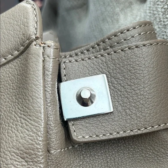 Jimmy Choo Farrah Taupe Leather Designer Tote Bag - Picture 7 of 13